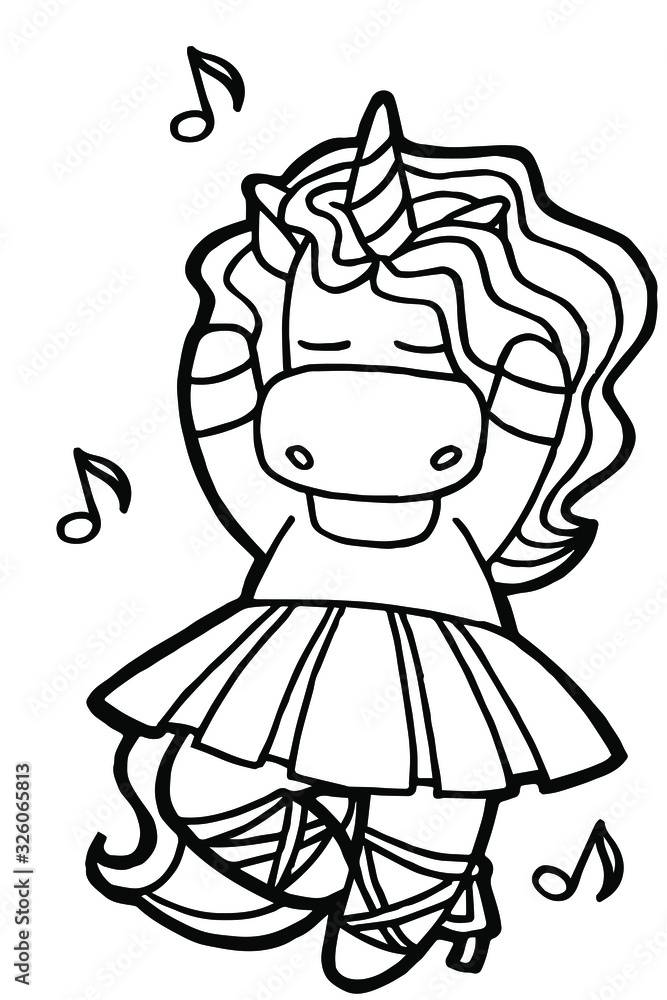 Unicorn Coloring Page Printable Cute Unicorn Ballerina In Tutu Dress