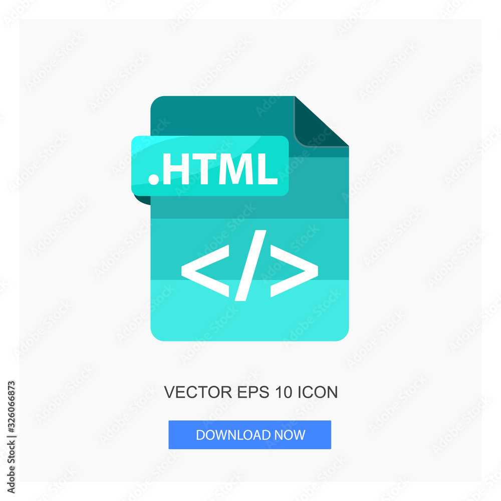 Document Formats .HTML File Paper Blue Sky Color Flat Icon Vector ...