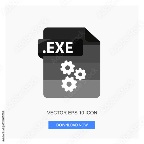 Document Formats .EXE File Paper Black Tone Color Flat Icon Vector Illustration White Background