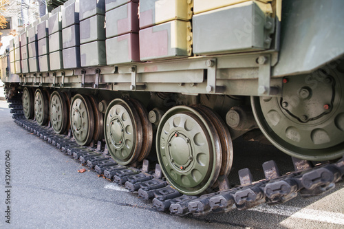 Wallpaper Mural Caterpillar tank tracks close-up. The Caterpillar Track of a Military Tank. Military equipment. Weapons. Torontodigital.ca