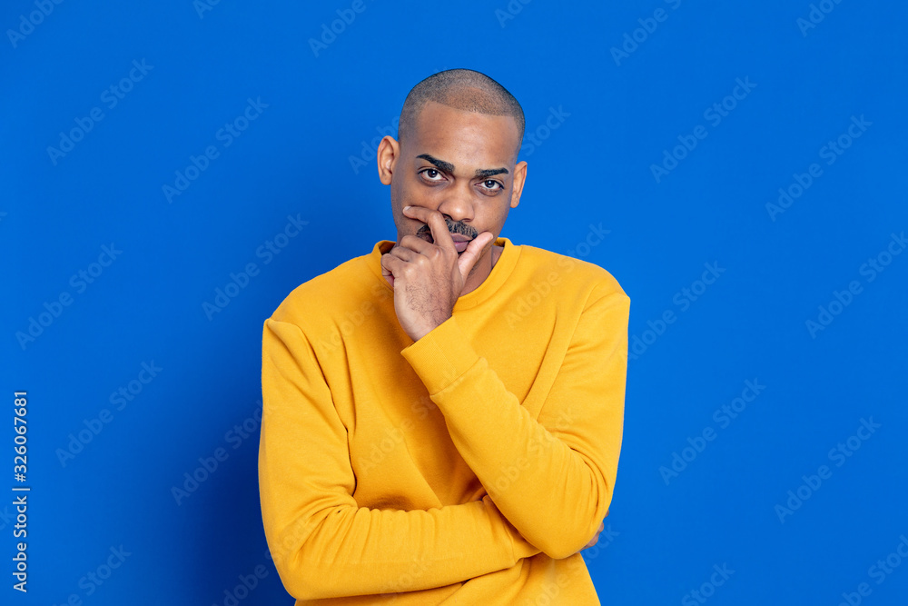 African guy with a yellow jersey African guy with a yellow jersey