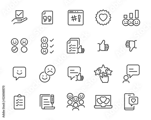 set of feedback icons, customer opinion, marketing research, review product