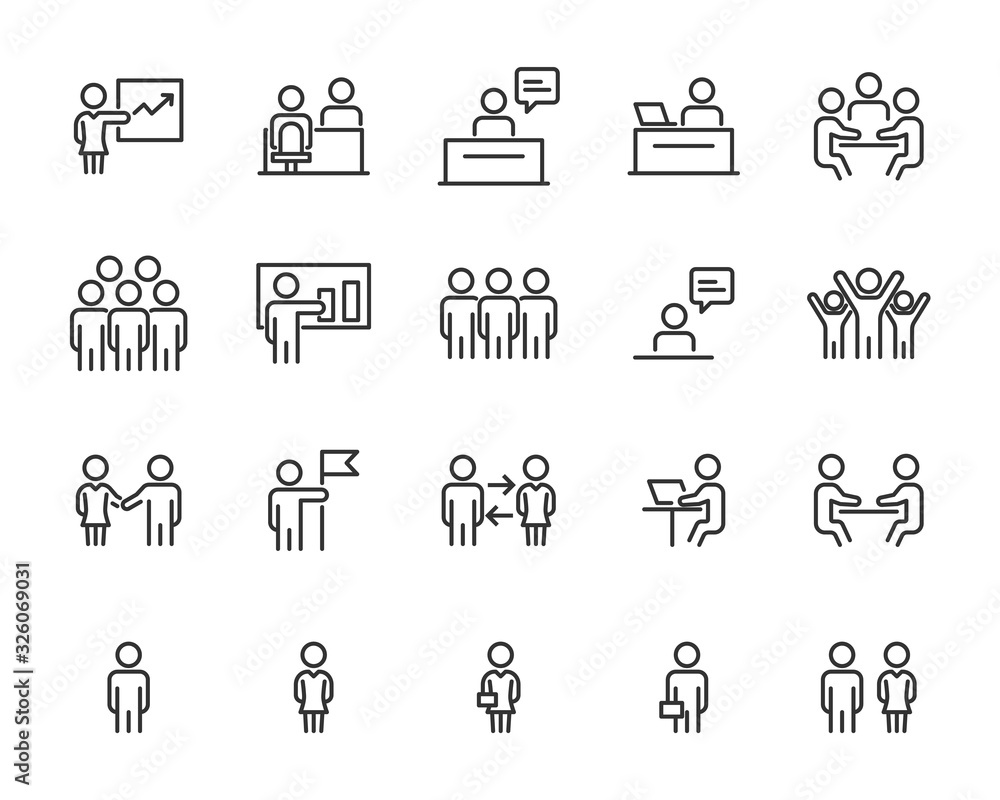 set of business icons, teamwork, working, meeting, management