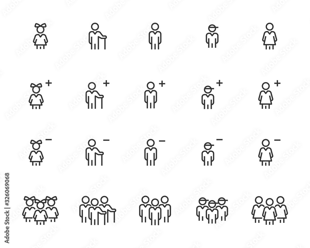 Fototapeta premium set of people icons, human, man, group, team, user