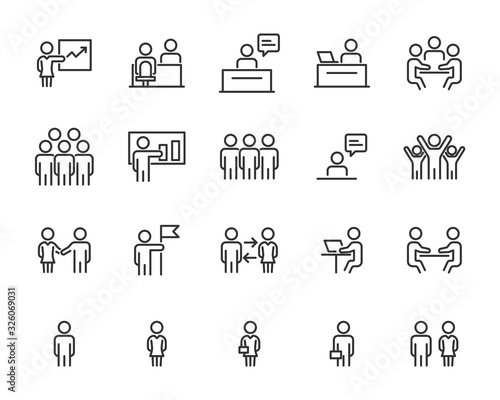 set of business icons, teamwork, working, meeting, management