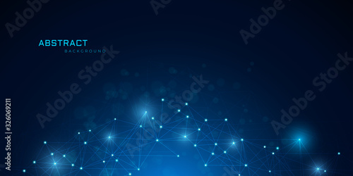 Geometric abstract background with connected line and dots  for your presentation. Digital technology  and network connection.  vector illustration