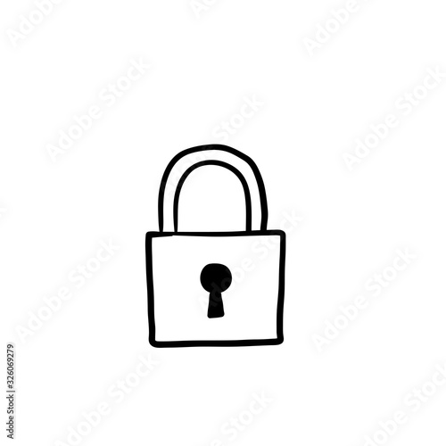 hand drawn padlock icon illustration doodle style
