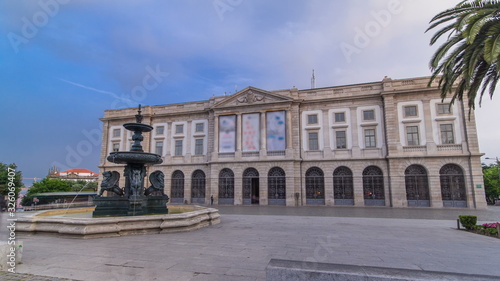 Natural History Museum of Porto University building in Gomes Teixeira Square timelapse . Porto, Portugal. © neiezhmakov