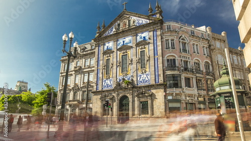 Konstfotografi View of the Almeida Garret Square with Congregados Church timelapse