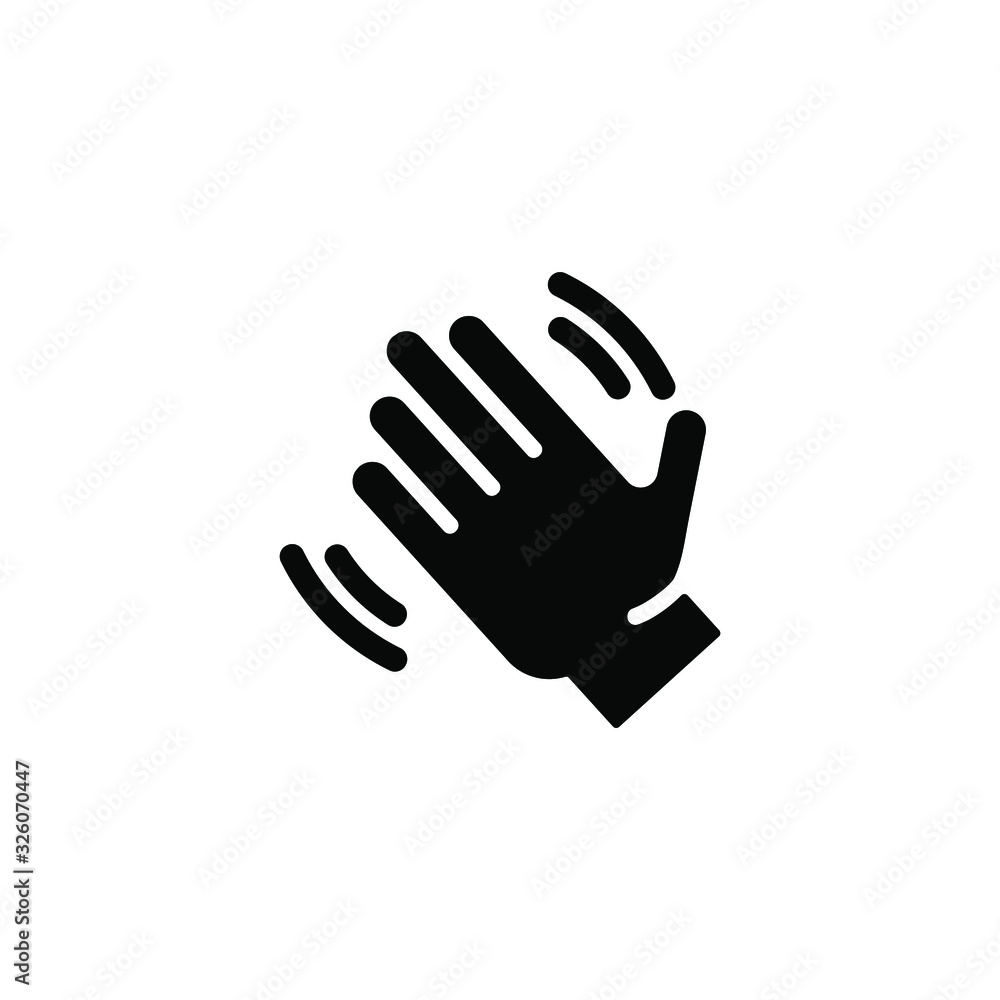 waving hand bye goodbye silhouette gesture icon vector
