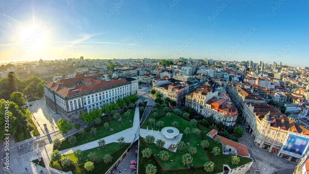 Praca de Lisboa - view from Clerigos Tower in Porto timelapse, Portugal