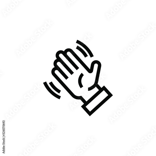 waving hand bye goodbye silhouette gesture icon vector