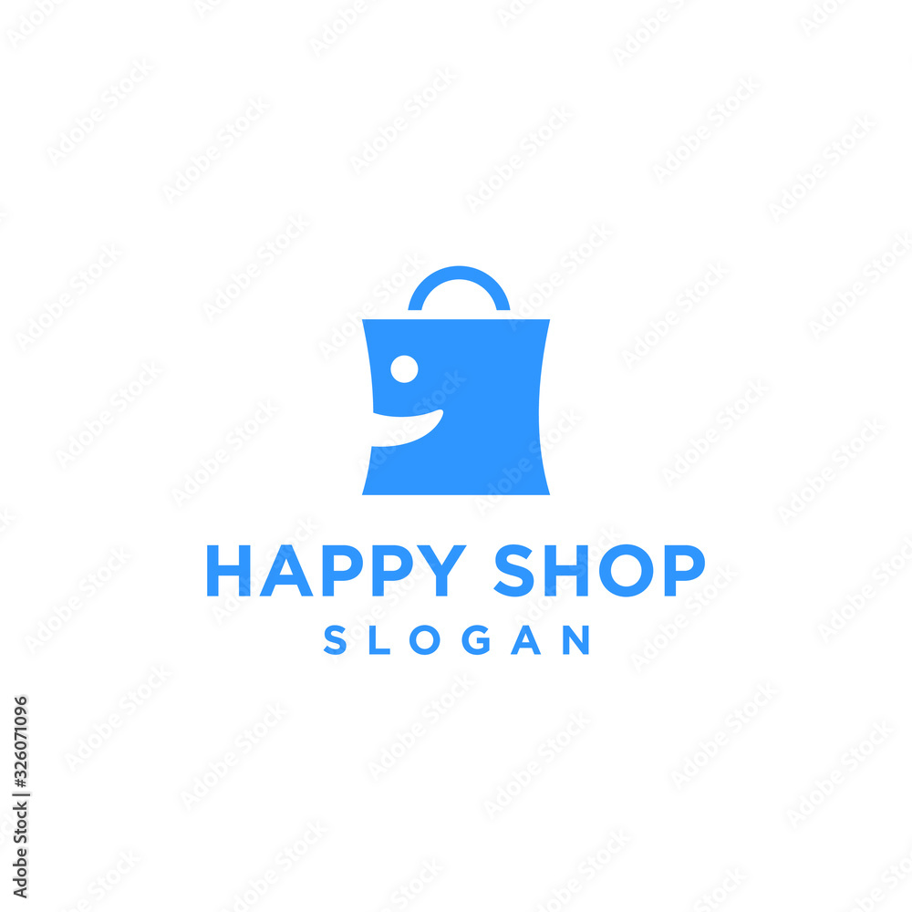 Bag, Handbag, Shopping, Buy Blue Outline Logo Place for Tagline happy smile