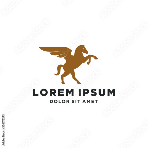 horse logo with wing standing pegasus stallion unicorn icon vector 