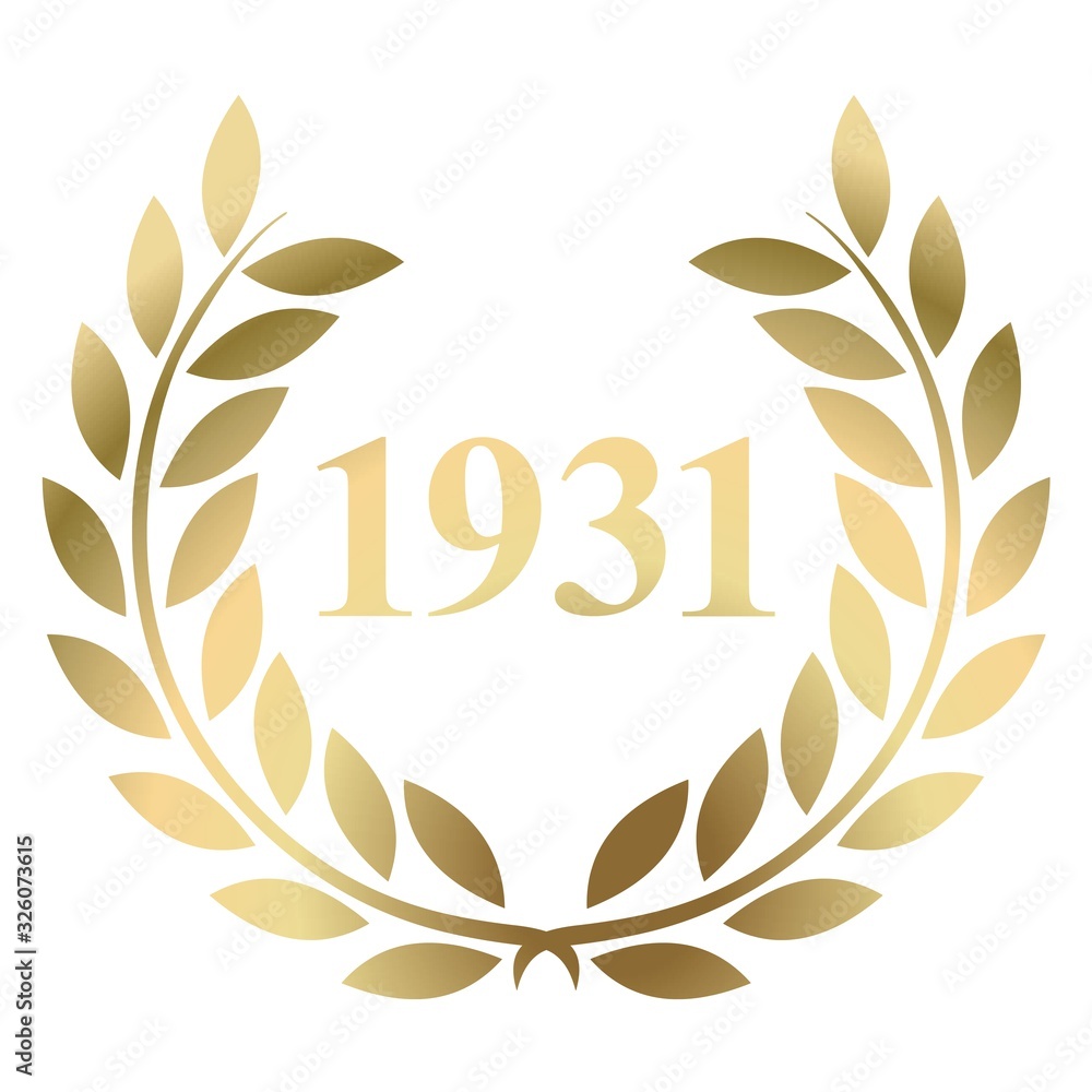 Year 1931 gold laurel wreath vector isolated on a white background Year 1931 gold laurel wreath vector isolated on a white background