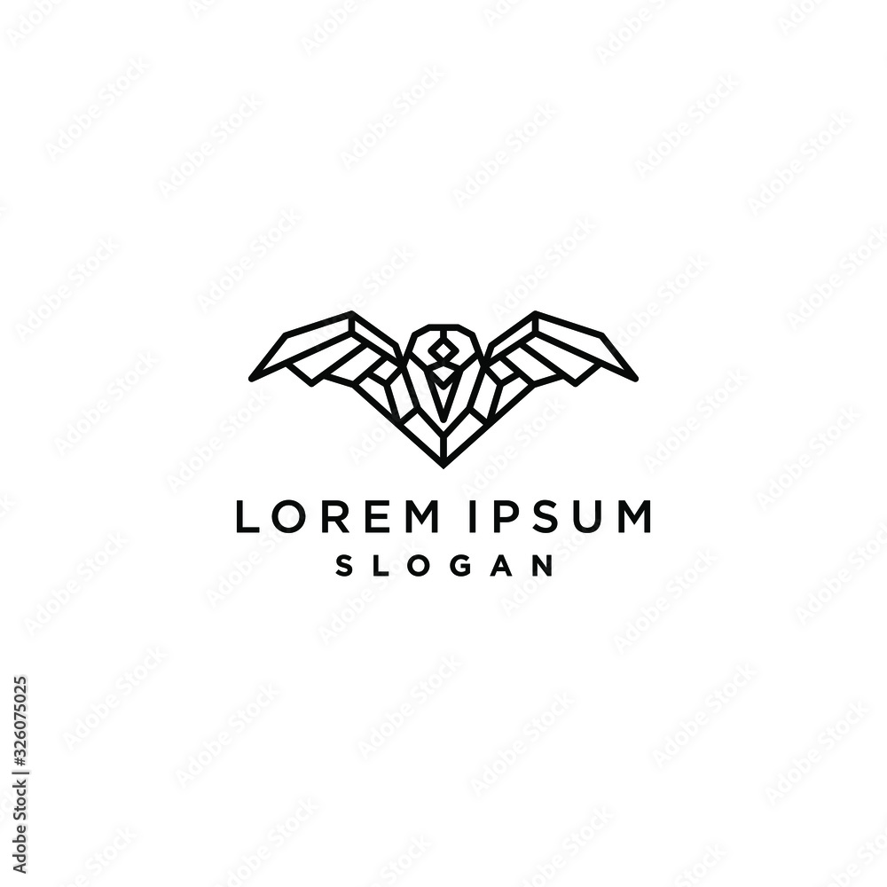 Obraz premium Eagle Abstract Logo design vector template Linear style. Hawk lineart icon. Falcon outline loop jewelry fashion Logotype Heraldic concept.