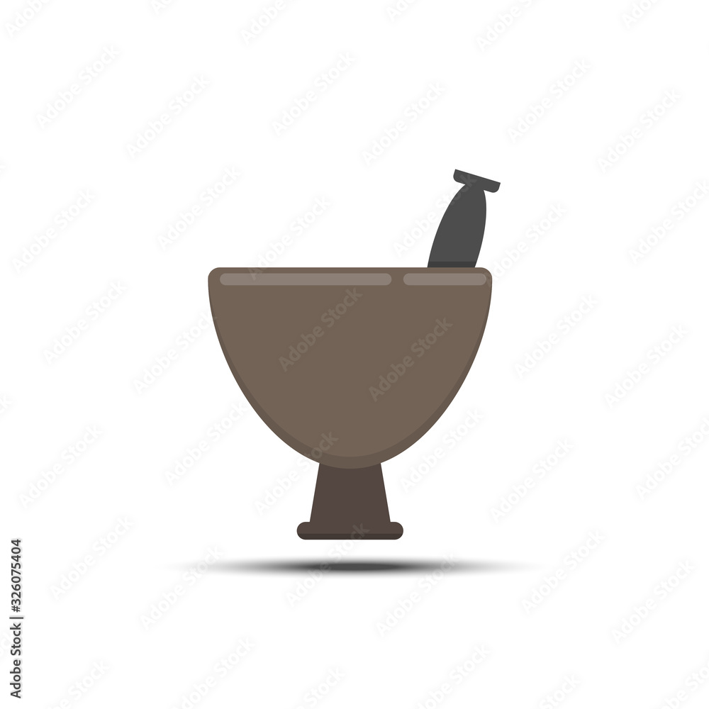 Chilli pestle mortar flat icon on white background Chilli pestle mortar flat icon on white background