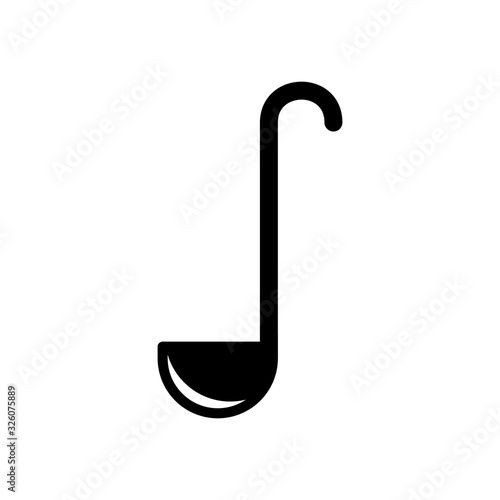 Silhouette soup ladle icon. Outline logo of kitchen spoon for pouring liquid dishes or sauces. Black simple illustration of kitchenware, cooking. Flat isolated vector image on white background