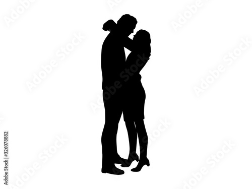 silhouette of loving couple man and woman hugging