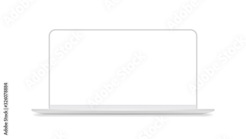 White Laptop Mock Ip With Blank Frameless Screen
