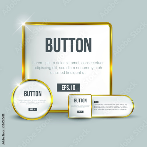 Button set web glossy black Gold