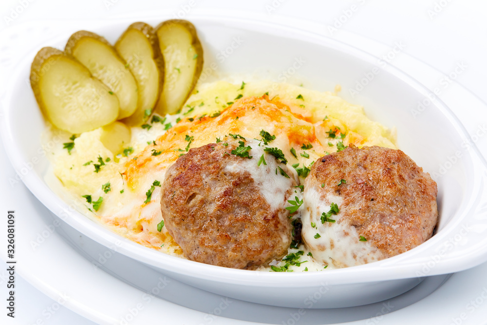 cutlet with mashed potato and vegetables cutlet with mashed potato and vegetables