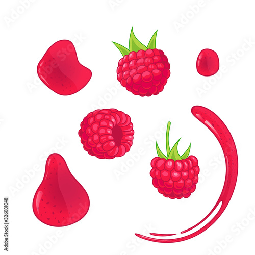 Vector set with raspberry and jam
