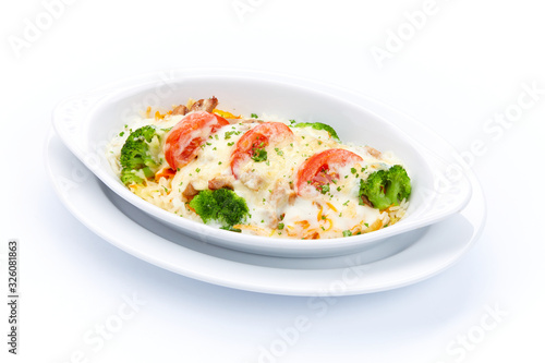 roasted vegetables on the white background