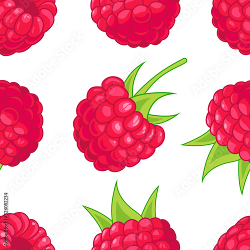 Vector pattern with summer raspberry