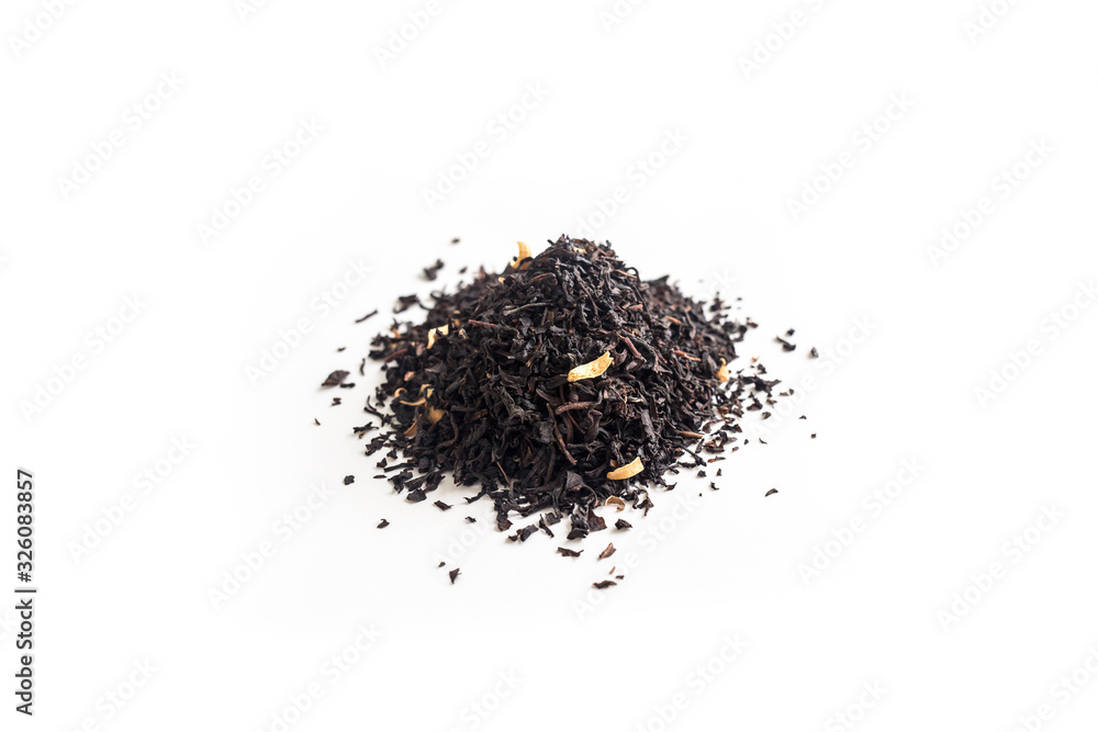 different sorts of black or green tea in bulk on a white background close-up isolated different sorts of black or green tea in bulk on a white background close-up isolated