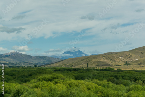 View of the volcano over the mountain