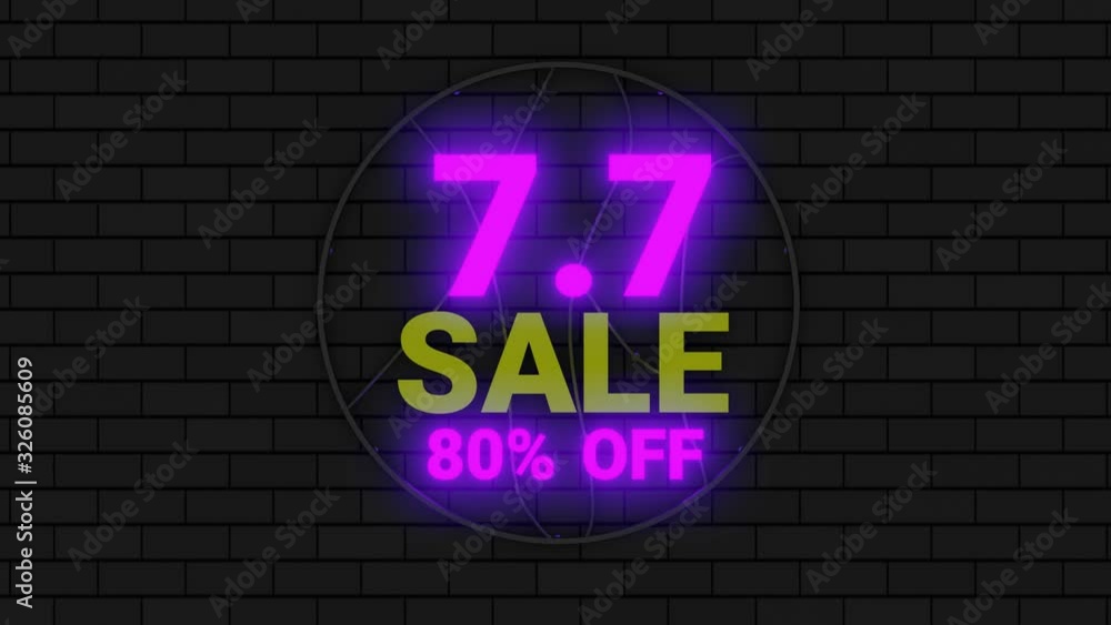 7.7 Online Shopping sale neon sign on dark background. Global shopping world day. 7.7 Online Shopping sale neon sign on dark background. Global shopping world day.