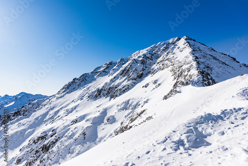 Mountain peak in winter