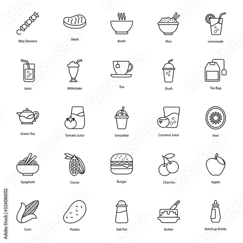  Organic Food and Drinks Line Icons Pack © Vectors Point