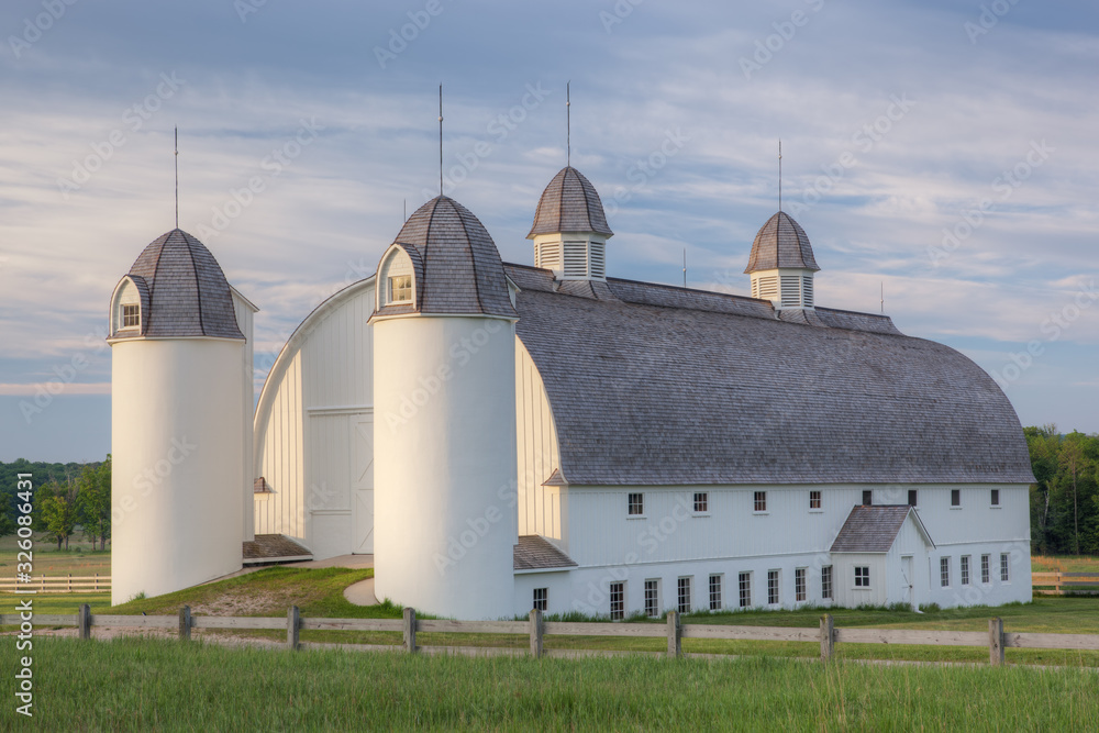 Summer landscape of restored barn on the historic D. H. Day farmstead, Sleeping Bear Dunes National Lakeshore, Michigan, USA Summer landscape of restored barn on the historic D. H. Day farmstead, Sleeping Bear Dunes National Lakeshore, Michigan, USA