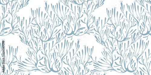Coral seaweed in the ocean or tree branches seamless pattern.