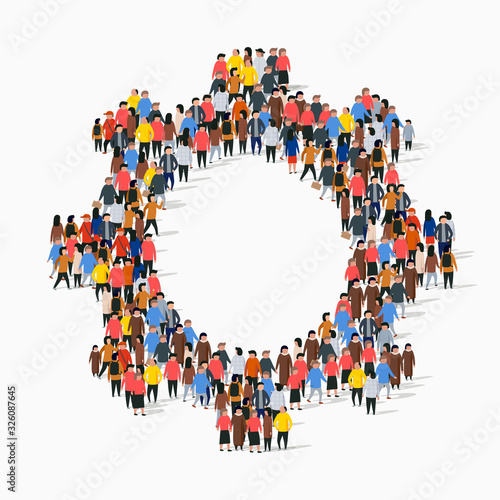 Large group of people in the form of gear.