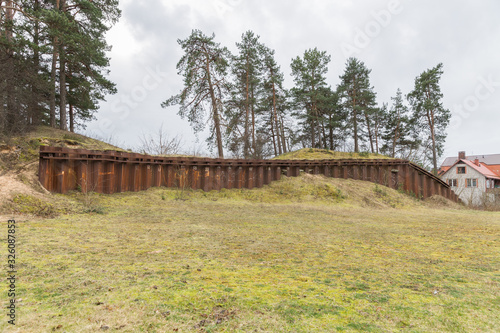 City Riga, Latvia. Reinforcement of dunes with metal construction.