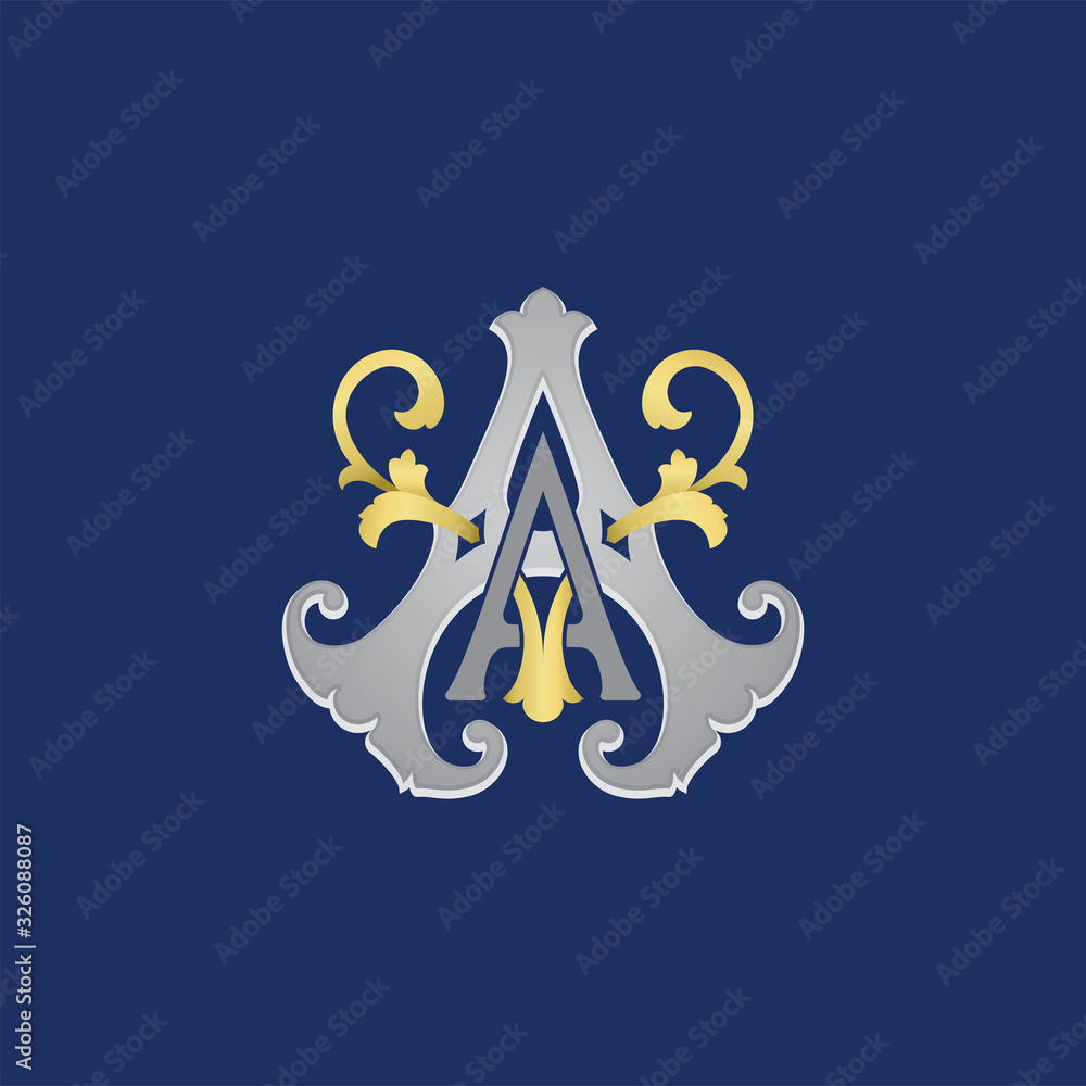 Classy Gold Letter A and V Logo Icon . Initial Letter A and V Design