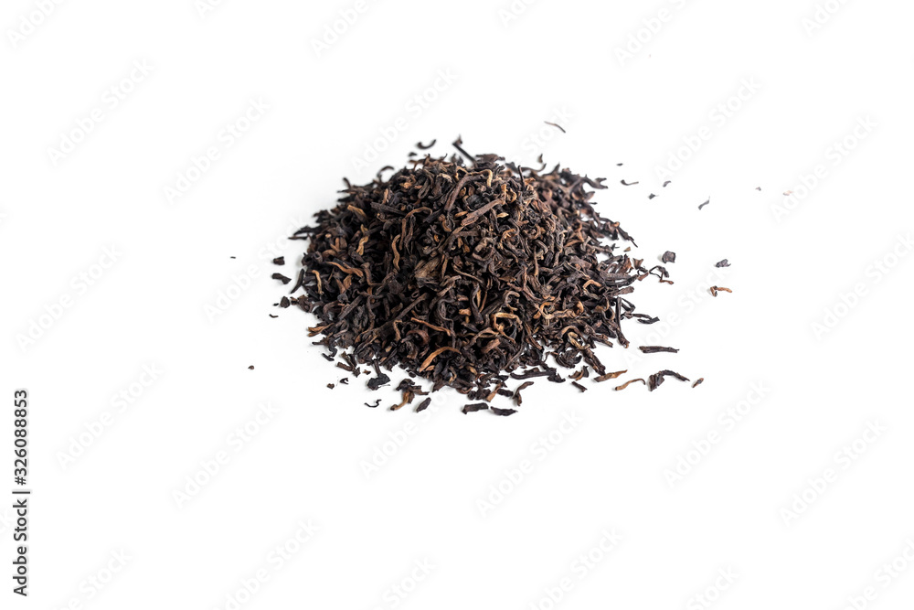 different sorts of black or green tea in bulk on a white background close-up isolated different sorts of black or green tea in bulk on a white background close-up isolated
