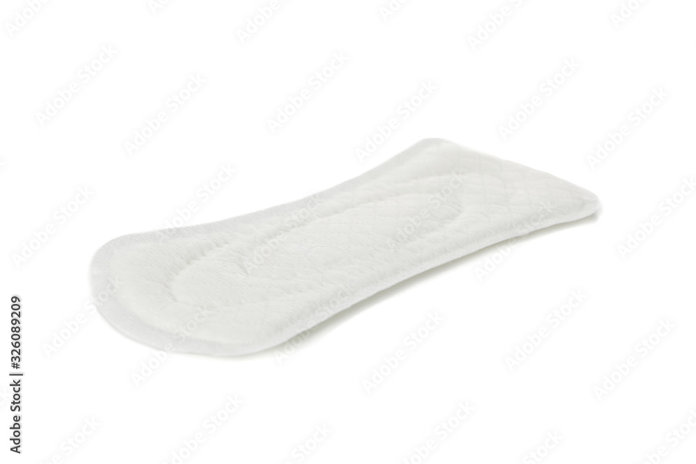 Used sanitary pad isolated on white background, close up Used sanitary pad isolated on white background, close up