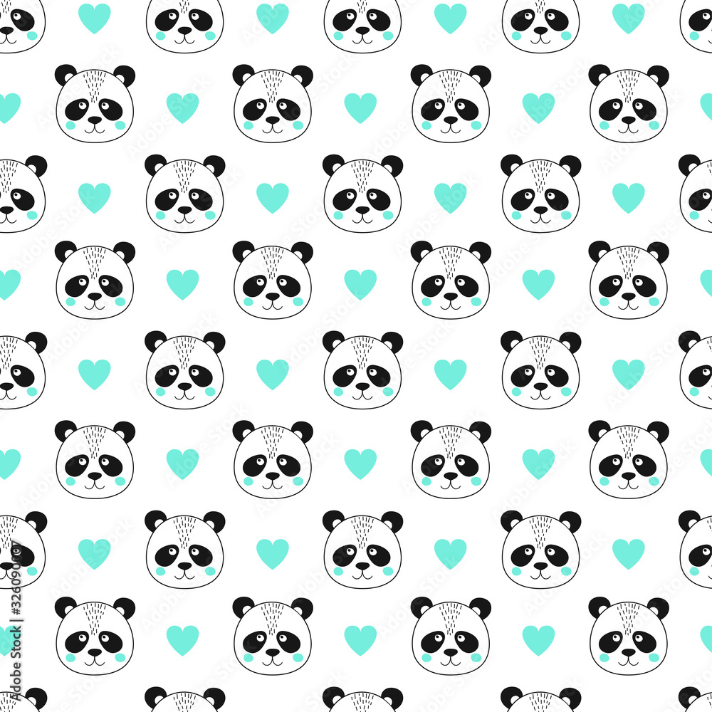 Seamless pattern with face panda Seamless pattern with face panda