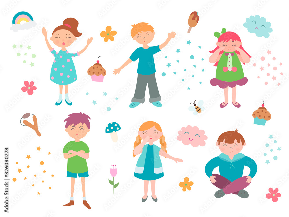 Vector illustration concept children's company of boys and girls Vector illustration concept children's company of boys and girls