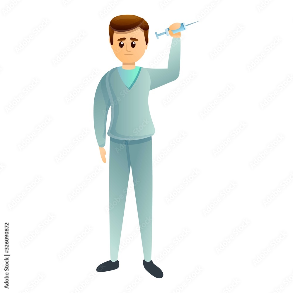 Mental hospital syringe time icon. Cartoon of mental hospital syringe time vector icon for web design isolated on white background Mental hospital syringe time icon. Cartoon of mental hospital syringe time vector icon for web design isolated on white background