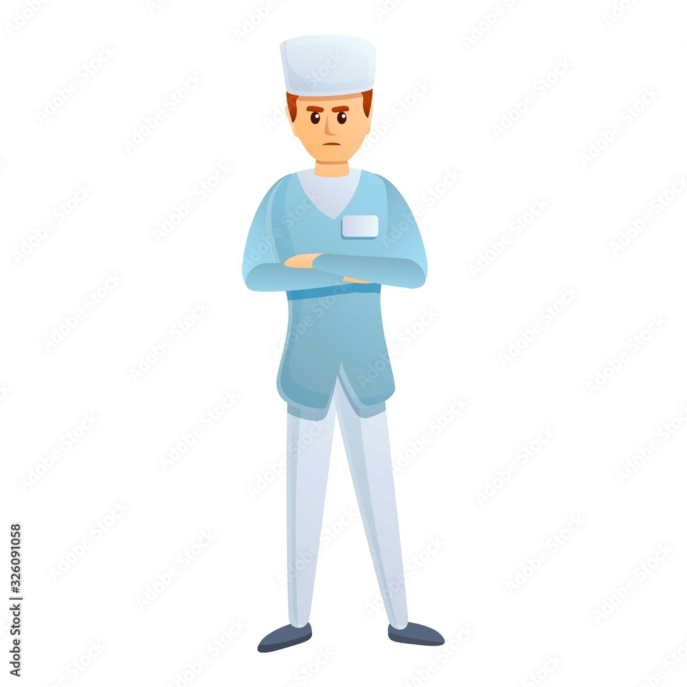Mental hospital serious doctor icon. Cartoon of mental hospital serious doctor vector icon for web design isolated on white background Mental hospital serious doctor icon. Cartoon of mental hospital serious doctor vector icon for web design isolated on white background