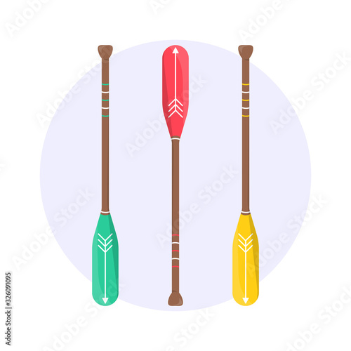 Set of cute oar paddle boat in cartoon