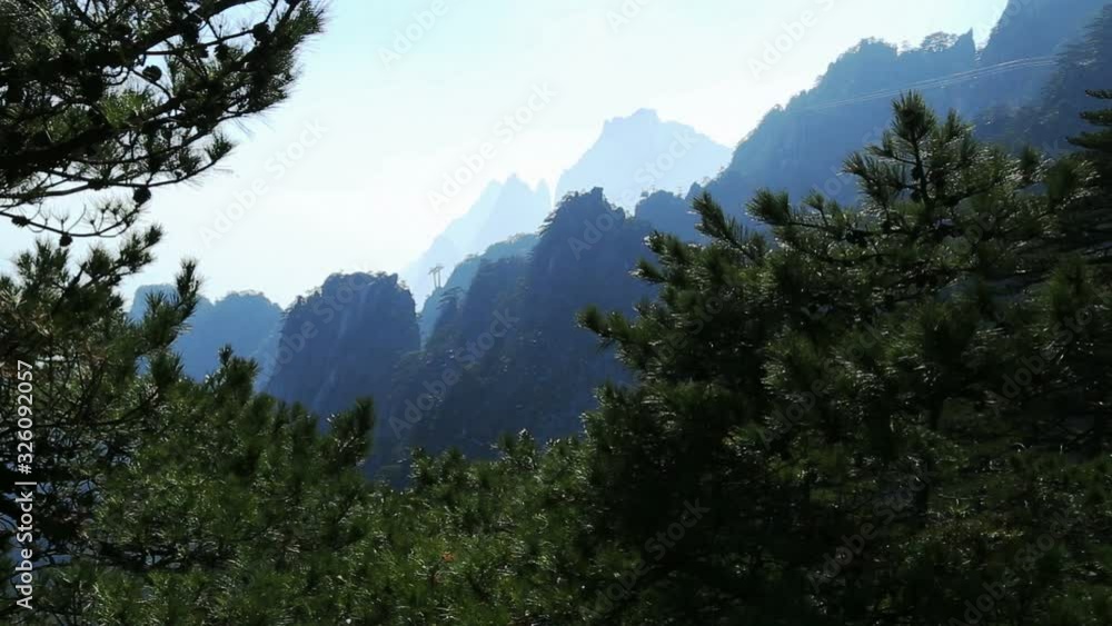 Huangshan (Yellow Mountain) national park with a blue sky background, Anhui Porvince, China. Huangshan (Yellow Mountain) national park with a blue sky background, Anhui Porvince, China.