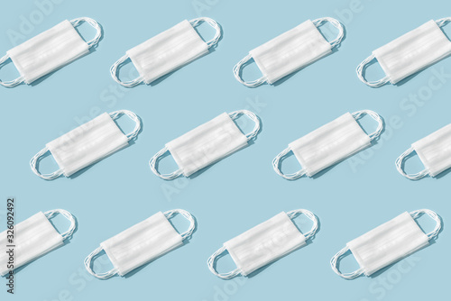 Wallpaper Mural Flat lay composition with protective white face mask on color background Torontodigital.ca