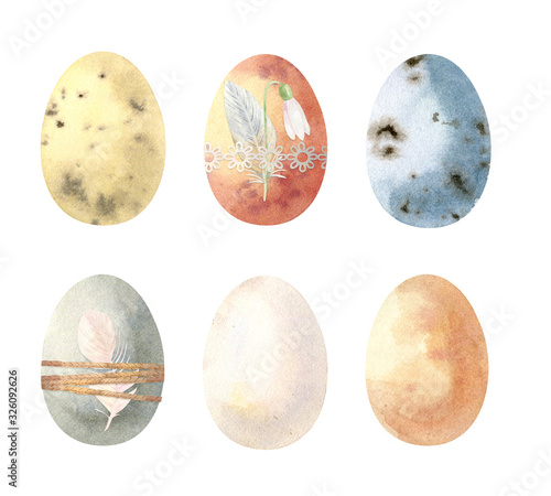 Colorful decorated Easter eggs set