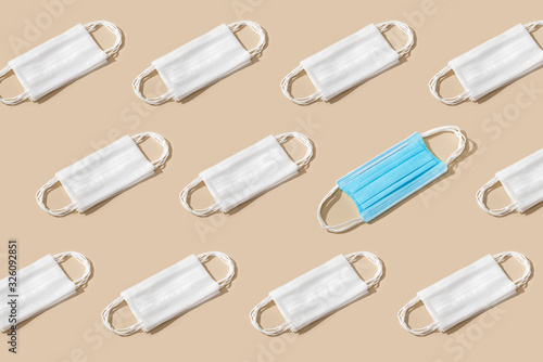 Wallpaper Mural Protective blue face mask on color background. Flat lay Torontodigital.ca